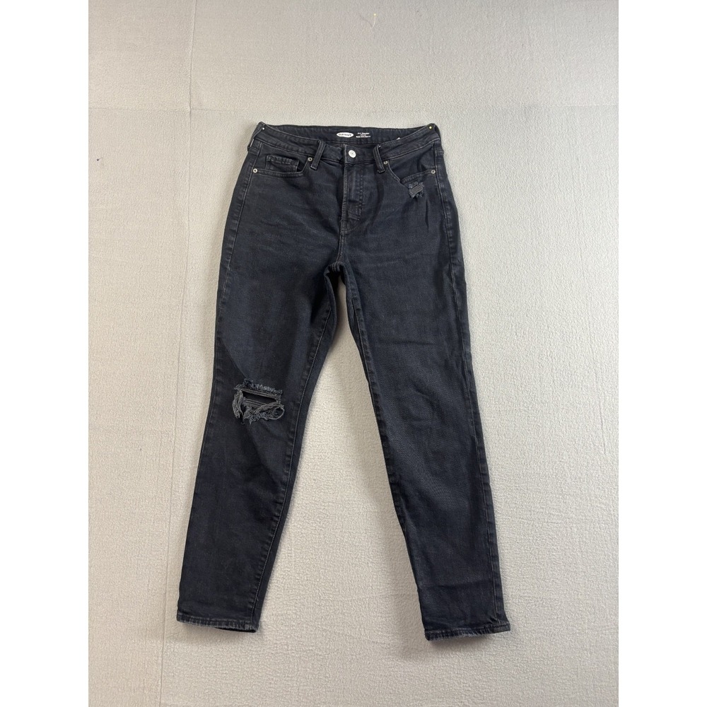 Old Navy‎ Women Jean 6 Black Denim Slim Straight Leg High Rise Secret Pockets